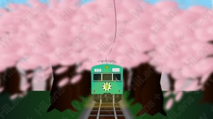 桜トンネルを潜った通勤電車は新たな門出を乗せて走る