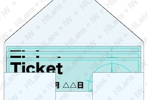 封筒に入ったチケットのデザインパーツ