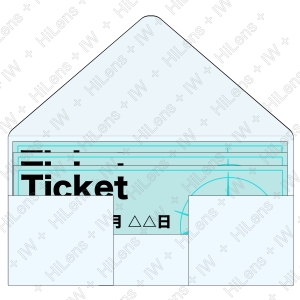 封筒に入ったチケットのデザインパーツ