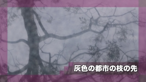灰色の都市の枝の先