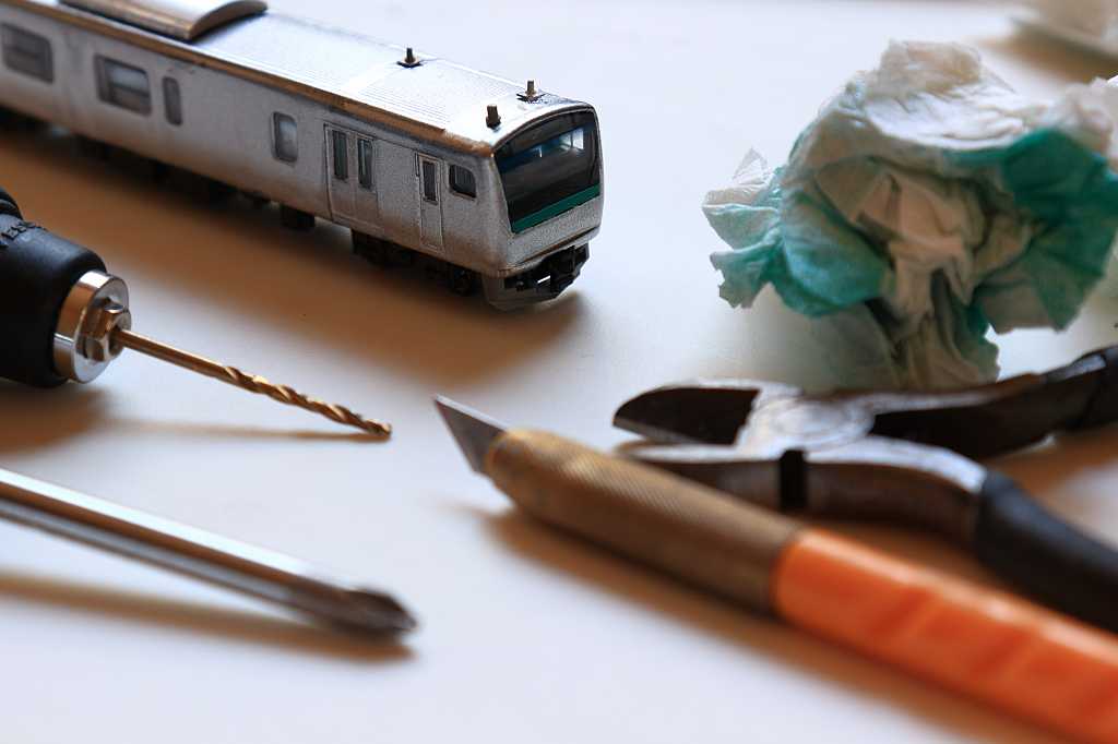 鉄道模型工作の写真素材