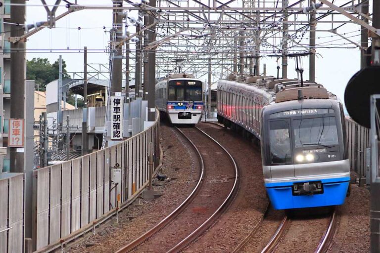 北総鉄道線で迅速移動の写真素材